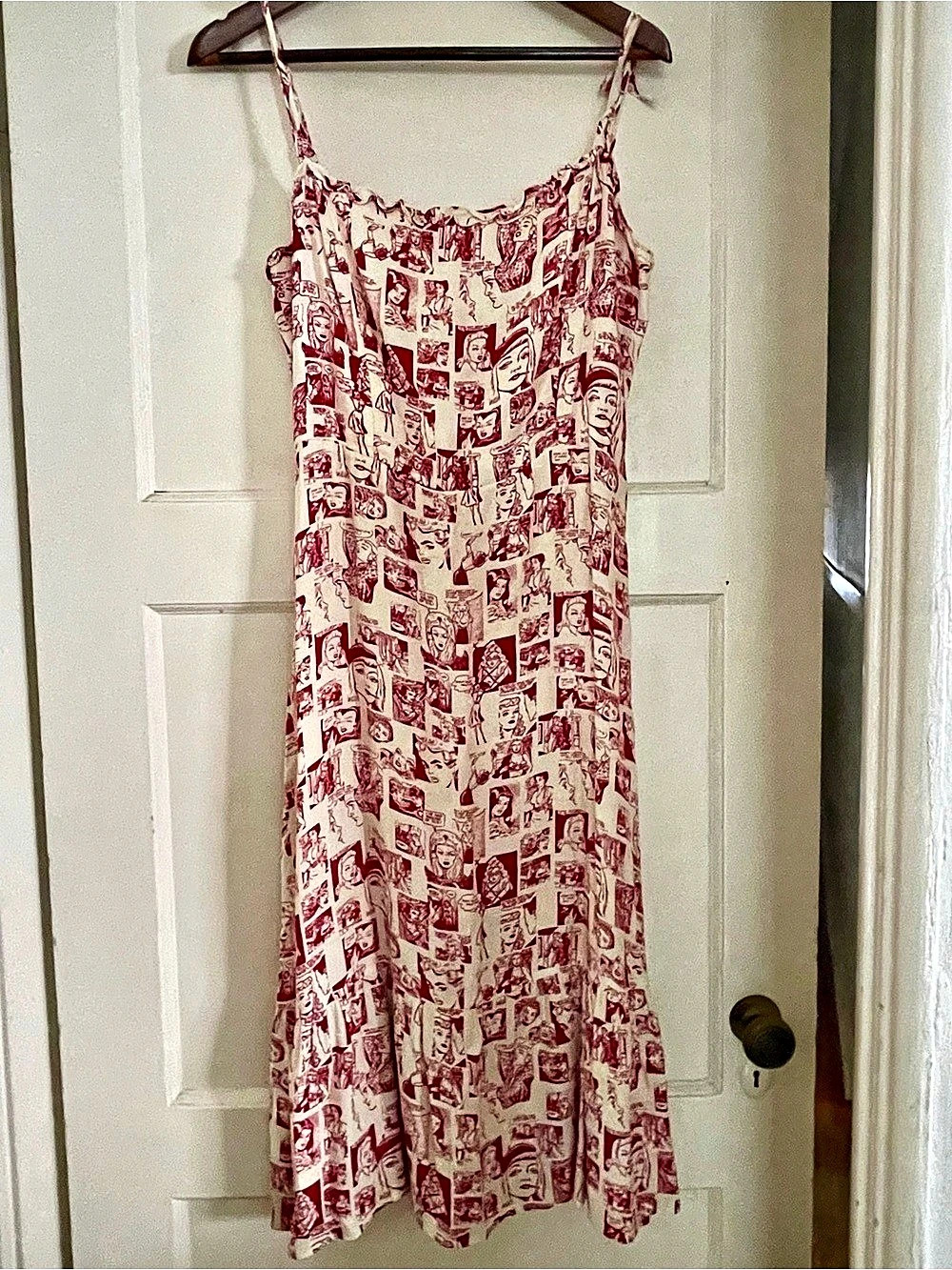 Reformation Printed Midi Dress in Red & White
